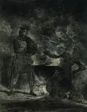 Eugène Ferdinand Victor Delacroix, Macbeth consultant les sorcières, 1825, Lithograph
