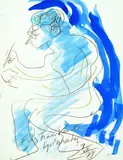 HAP Grieshaber, Porträt Wolfgang Frankenstein, 1979, Watercolour