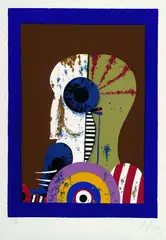 Karl Korab, 3 Bll.: Kopf mit Schieß-Scheibe. Zwa Groschn aus Süwa. Büste, 1969, Silkscreen printed in colours