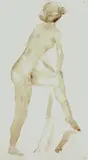 Karl Albiker, Stehender Mädchenakt, 1922, Watercolour