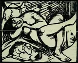 Franz Marc, 2 Bll.: Schlafende Hirtin. Trinkendes Pferd, 1912, Woodcut