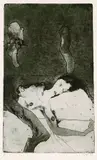 Horst Janssen, 2 Bll.: Bettina. Erotische Szene, 1973, Etching