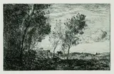 Jean-Baptiste Camille Corot, Dans les Dunes: Souvenir du Bois de La Haye, 1869, Etching