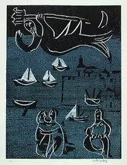 Hellas II by HAP Grieshaber, Woodcut printed in colours, sold Mar 2003