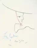 Jean Cocteau, 2 Bll.: Femme au chapeau. Visage, 1957, Lithograph