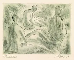 Emil Maetzel, 3 Bll.: Mutter und Kind. Drei Knabenakte. Zwei Mädchenakte, 1919, Etching