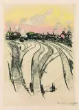 Jean-François Raffaëlli, La Gare du Champ-de-Mars, 1909, Etching