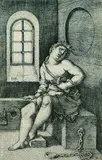 Hans Sebald Beham, Kleopatra sitzend, 1529, Copper engraving