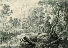 Lukas van Uden, Landschaft mit dreiarmigem Kanal, 1650, Etching