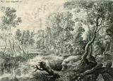 Lukas van Uden, Landschaft mit dreiarmigem Kanal, 1650, Etching