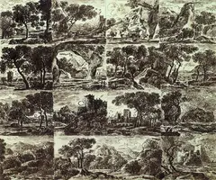 Franz Innocenz Josef Kobell, Ca. 188 Bll. Landschaftsstudien und Skizzen, häufig mit Staffage, Pen and Indian ink drawing