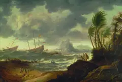 Bonaventura Peeters, Landung niederländischer Schiffe an der Küste Amerikas, Oil on panel