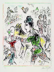 Marc Chagall, Clown à la Chèvre jaune (Clown mit gelber Ziege), Lithograph printed in colours