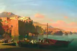 Curt Viktor Clemens Grolig, Algerischer Hafen mit einer Festung, Oil on canvas