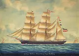 Louis Francois Pr. Roux, Hamburger Bark: "Justine Helene". Hamburg. Capt. Richtstieg, 1888, Watercolour