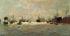 Erwin C. W. Günther, Hamburger Hafen, 1919, Oil on canvas