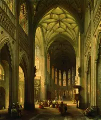 Jules Victor Génisson, Das Innere der Kathedrale von Lüttich (Liége), Oil on canvas
