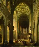 Jules Victor Génisson, Das Innere der Kathedrale von Lüttich (Liége), Oil on canvas