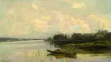 Richard von Poschinger, Boot am Ufer des Starnberger Sees, Oil on canvas