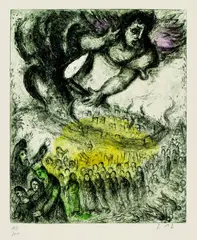Prise de Jérusalem by Marc Chagall, 1956, Etching, sold Dec 2002