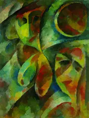 Curt Ehrhardt, Spaziergang, 1922, Oil on cardboard
