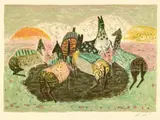 Zoran Mušič, Spielende Pferde, 1949, Lithograph printed in colours