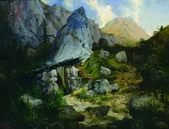 Willibald Wex, Unterstand im Hochgebirge, 1862, Oil on canvas