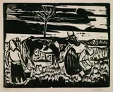 Max Pechstein, Kuh mit Frauen, 1923, Woodcut