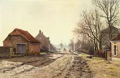 Leon Delderenne, Flämische Dorfstraße, 1900, Oil on canvas