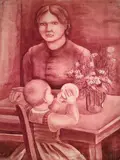 Margarete Jürgens, Mutter mit Kind, 1930, Watercolour