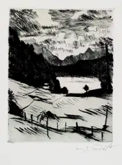 Der Walchensee by Lovis Corinth, 1920, Etching, sold Dec 2002