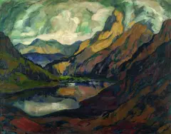 Fritz Skell, Gebirgssee, Oil on canvas