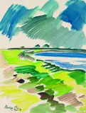 Siegward Sprotte, Hallig Hooge, Oil on cardboard