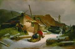 Carl Adloff, Schlittenfahrt, Oil on canvas
