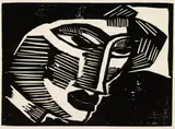 Kopf by Karl Schmidt-Rottluff, 1915, Woodcut, sold Dec 2002