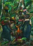 Südseelandschaft mit Figuren by Carl Ernst Sohn-Rethel, 1916, Gouache, sold Dec 2002