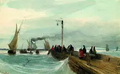 Charles Louis Mozin, An der Mole, Watercolour