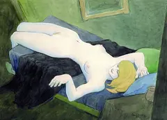 Walter Schnackenberg, Liegender weiblicher Akt, 1960, Gouache