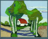 Klaus Fußmann, Strasse bei Pommerby, 1997, Linocut printed in colours