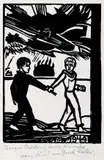 2 Bll.: 18. Jahresblatt: Stafettenläufer. 21. Jahresblatt: Zuspruch by Erich Heckel, 1948, Woodcut, sold Dec 2002