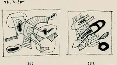 2 Bll. Kompositionen by Rolf Cavael, 1940, Pencil drawing, sold Dec 2002