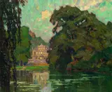 Otto Antoine, Schlößchen Sayn am Rhein, Oil on canvas