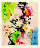 Komposition by Rolf Cavael, 1975, Oil crayon, sold Dec 2002