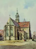 Carl Martin Laeisz, 2 Bll.: Gotische Kirche in Hildesheim. Wassertor in Halberstadt, Watercolour