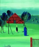 Horst Skodlerrak, Blaue Pumpe, 1971, Oil on panel