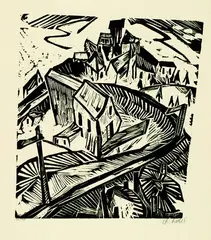 Charles Crodel, Kurve bei Probstzella, 1919, Woodcut