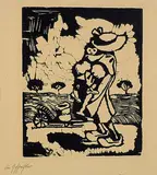 Wilhelm Morgner, Die Geschwister, 1910, Woodcut