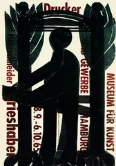 2 Bll.: Drucker by HAP Grieshaber, 1965, Woodcut printed in colours, sold Dec 2002
