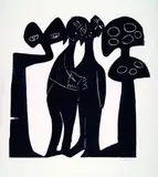 Bedrohtes Paar by HAP Grieshaber, 1964, Woodcut, sold Dec 2002