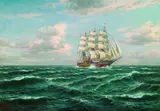 Arnold Lyongrün, Segler in voller Fahrt, Oil on canvas